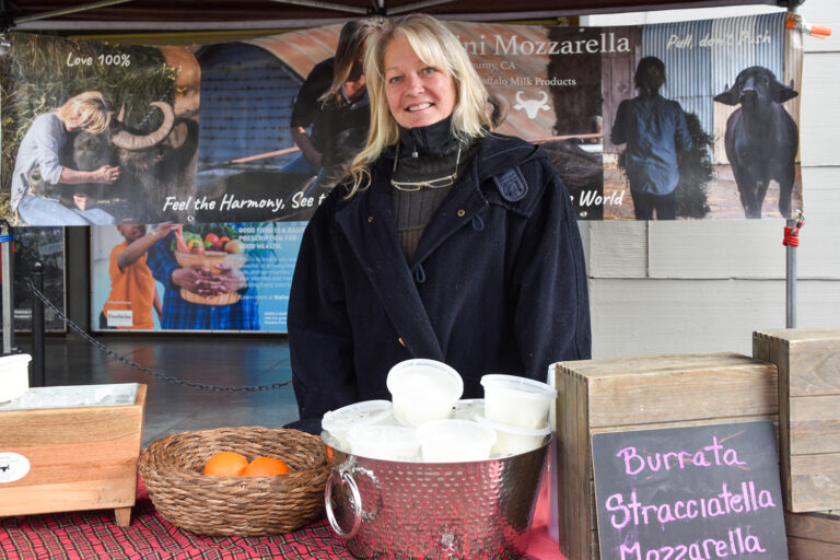 Audrey Hitchcock at Ramini Mozzarella's stand at FPFM