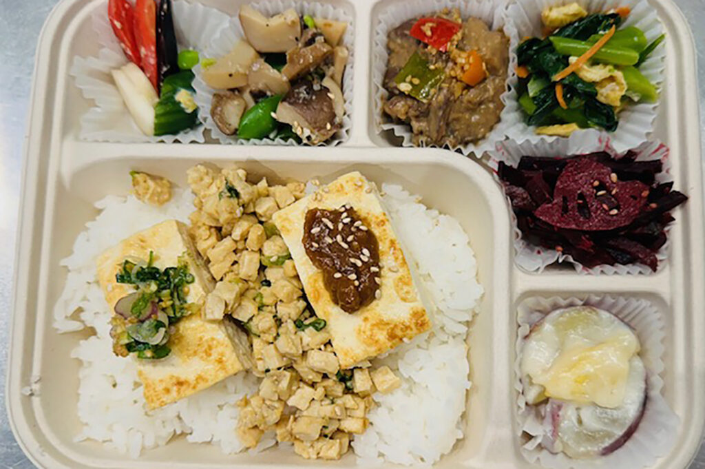 A vegan or vegetarian bento box